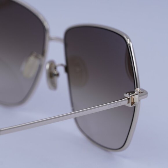MaxMara JEWEL MM0035-H 32F Sunglasses Gold Geometric Frame, Brown Lenses - Picture 10 of 11